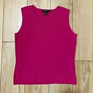 2/$30 EUC August Silk Knit Silk Rayon Sweater Shell Fuchsia Pink Medium